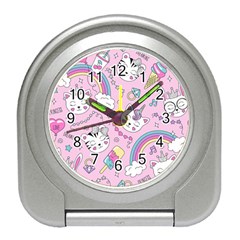 Beautiful-cute-animals-pattern-pink Travel Alarm Clock by Simbadda