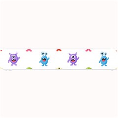 Seamless-pattern-cute-funny-monster-cartoon-isolated-white-background Small Bar Mat by Simbadda