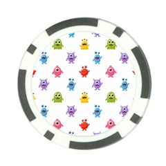 Seamless-pattern-cute-funny-monster-cartoon-isolated-white-background Poker Chip Card Guard by Simbadda