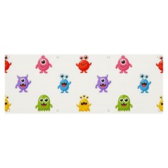 Seamless-pattern-cute-funny-monster-cartoon-isolated-white-background Banner And Sign 8  X 3  by Simbadda