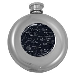 Mathematical-seamless-pattern-with-geometric-shapes-formulas Round Hip Flask (5 Oz) by Simbadda