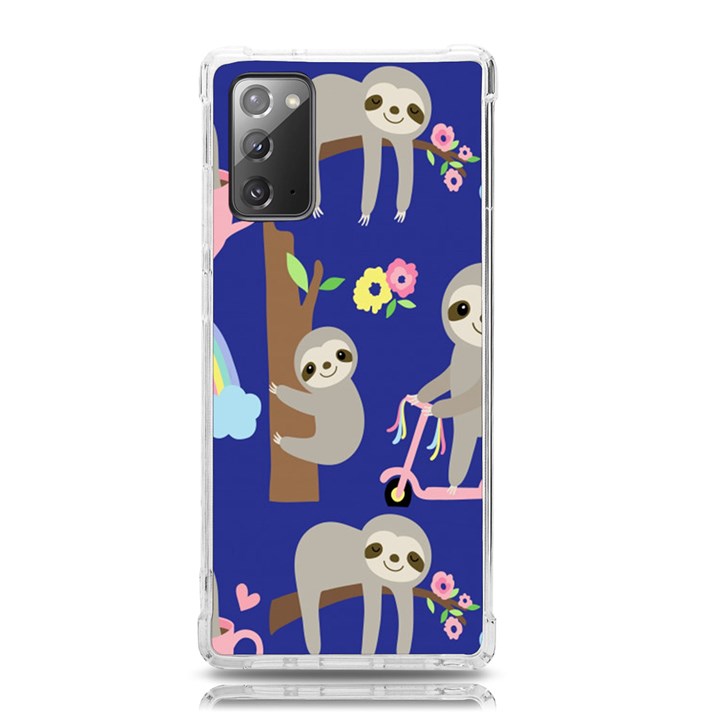 Hand-drawn-cute-sloth-pattern-background Samsung Galaxy Note 20 TPU UV Case