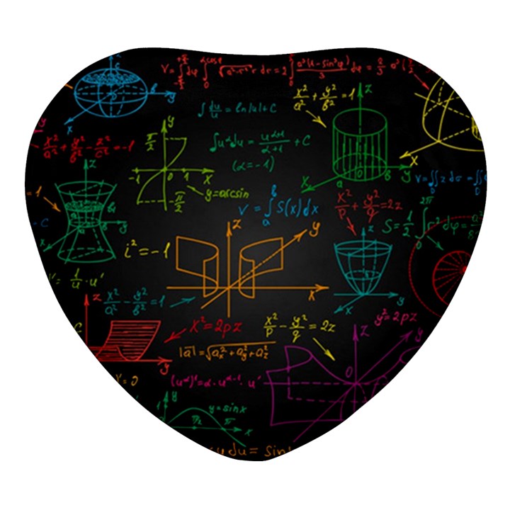 Mathematical-colorful-formulas-drawn-by-hand-black-chalkboard Heart Glass Fridge Magnet (4 pack)