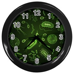 Bacteria-virus-seamless-pattern-inversion Wall Clock (black) by Simbadda