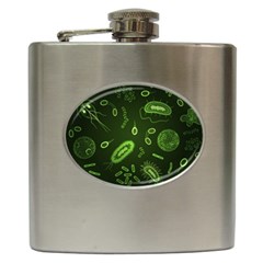 Bacteria-virus-seamless-pattern-inversion Hip Flask (6 Oz) by Simbadda