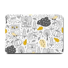 Doodle-seamless-pattern-with-autumn-elements Small Doormat by Simbadda