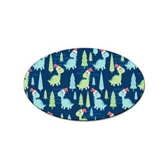 Cute-dinosaurs-animal-seamless-pattern-doodle-dino-winter-theme Sticker (oval) by Simbadda