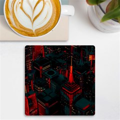 A Dark City Vector Uv Print Square Tile Coaster  by Proyonanggan