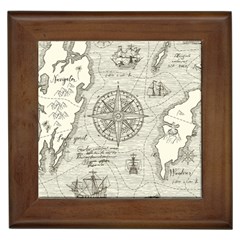 Vintage World Map Antique Framed Tile by Proyonanggan