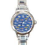 Sea Fish Blue Submarine Animal Round Italian Charm Watch Front