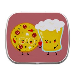 Pizza And Beer Glass Couple Small Metal Box (white) by Givinglala