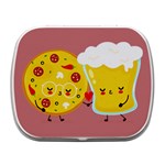 pizza and beer glass couple Small Metal Box (White) Front