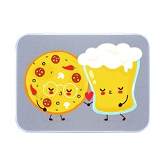 Pizza And Beer Glass Couple Flip Top Metal Box (silver)   by Givinglala