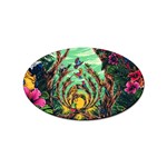 Monkey Tiger Bird Parrot Forest Jungle Style Sticker (Oval) Front