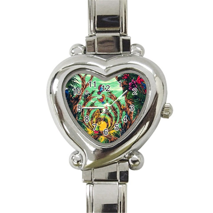 Monkey Tiger Bird Parrot Forest Jungle Style Heart Italian Charm Watch