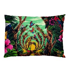 Monkey Tiger Bird Parrot Forest Jungle Style Pillow Case (two Sides) by Grandong