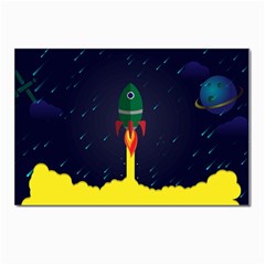 Rocket Halftone Astrology Astronaut Postcard 4 x 6  (pkg Of 10) by Bangk1t