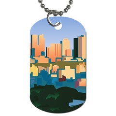 City Buildings Urban Dawn Dog Tag (two Sides) by Bangk1t