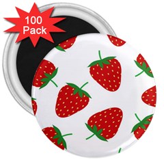 Seamless Pattern Fresh Strawberry 3  Magnets (100 Pack) by Bangk1t