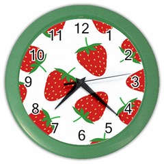 Seamless Pattern Fresh Strawberry Color Wall Clock by Bangk1t