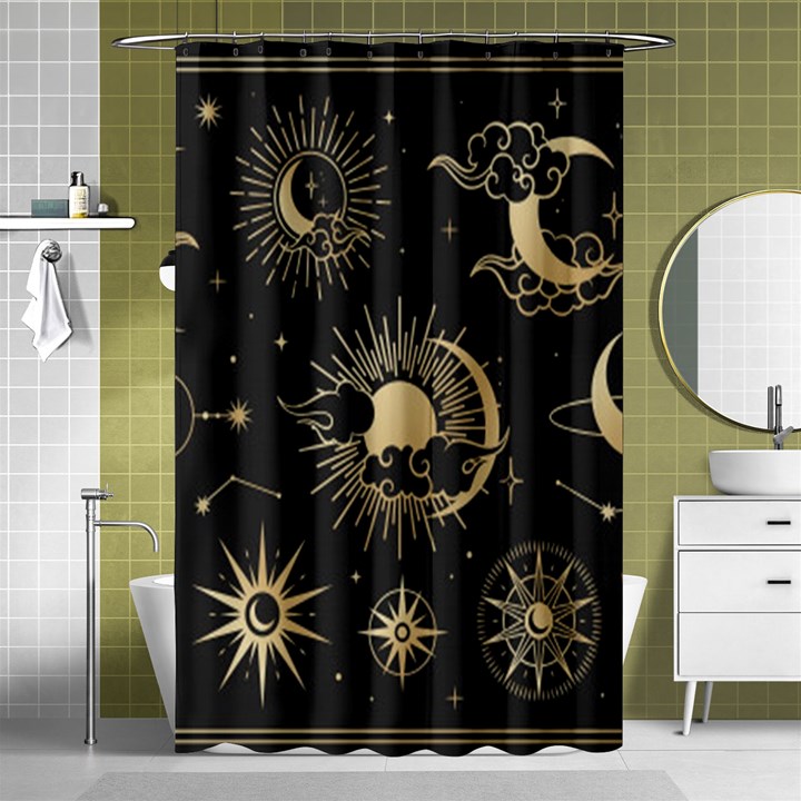 Asian-set With Clouds Moon-sun Stars Vector Collection Oriental Chinese Japanese Korean Style Shower Curtain 48  x 72  (Small) 