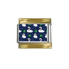 Swan Pattern Elegant Design Gold Trim Italian Charm (9mm) by Bangk1t