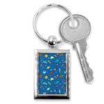 Space Rocket Solar System Pattern Key Chain (Rectangle) Front