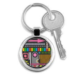 Pattern Geometric Abstract Colorful Arrow Line Circle Triangle Key Chain (round) by Bangk1t