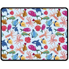 Sea Creature Themed Artwork Underwater Background Pictures Two Sides Fleece Blanket (medium) by Bangk1t