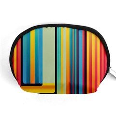 Colorful Rainbow Striped Pattern Stripes Background Accessory Pouch (medium) by Bangk1t