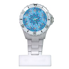 Flower Template Mandala Nature Blue Sketch Drawing Plastic Nurses Watch by Bangk1t