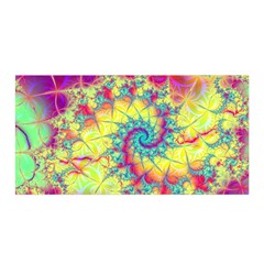 Fractal Spiral Abstract Background Vortex Yellow Satin Wrap 35  X 70  by Bangk1t