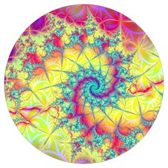 Fractal Spiral Abstract Background Vortex Yellow Round Trivet by Bangk1t