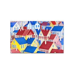 City Houses Cute Drawing Landscape Village Sticker Rectangular (100 Pack) by Bangk1t