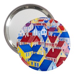 City Houses Cute Drawing Landscape Village 3  Handbag Mirrors by Bangk1t