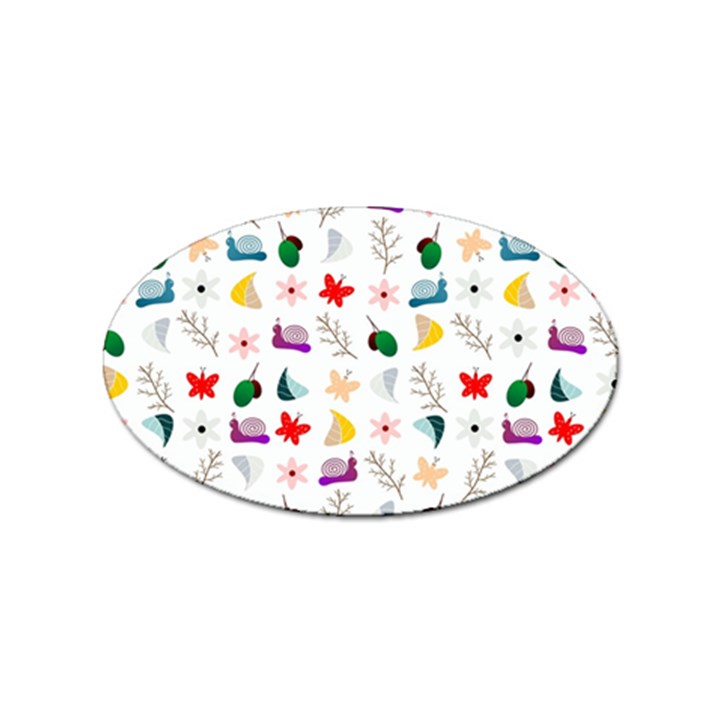 Snail Butterfly Pattern Seamless Sticker Oval (10 pack)