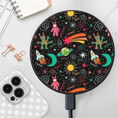 Seamless Pattern Space Wireless Fast Charger(black) by Amaryn4rt