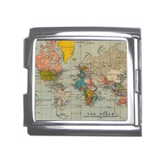 Vintage World Map Mega Link Italian Charm (18mm) by pakminggu