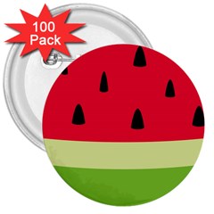 Watermelon Fruit Food Healthy Vitamins Nutrition 3  Buttons (100 Pack)  by pakminggu