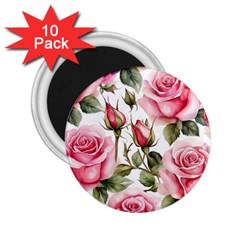 Flower Rose Pink 2 25  Magnets (10 Pack)  by Ravend