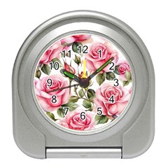 Flower Rose Pink Travel Alarm Clock by Ravend