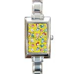 Robot Pattern Rectangle Italian Charm Watch Front