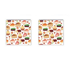 Dessert And Cake For Food Pattern Cufflinks (square) by Grandong