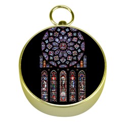 Chartres Cathedral Notre Dame De Paris Stained Glass Gold Compasses by Grandong