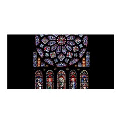 Chartres Cathedral Notre Dame De Paris Stained Glass Satin Wrap 35  X 70  by Grandong