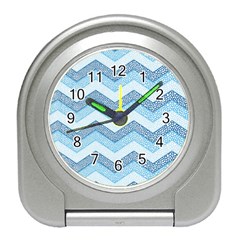 Seamless Pattern Of Cute Summer Blue Line Zigzag Travel Alarm Clock by Grandong