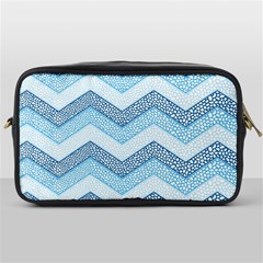 Seamless Pattern Of Cute Summer Blue Line Zigzag Toiletries Bag (one Side) by Grandong