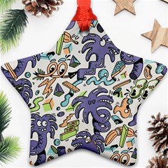 Purple Orange Green Blue Cartoon Star Ornament (two Sides) by Grandong