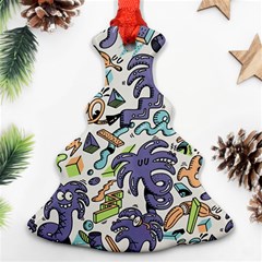 Purple Orange Green Blue Cartoon Christmas Tree Ornament (two Sides) by Grandong