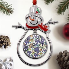 Purple Orange Green Blue Cartoon Metal Snowman Ornament by Grandong